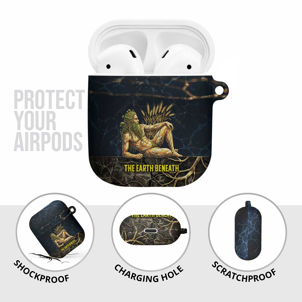 Geb AirPods Case Ancient Egyptian Cracked Earth and Wheat Illustration Egyptian Earth God - Wonder Print Shop