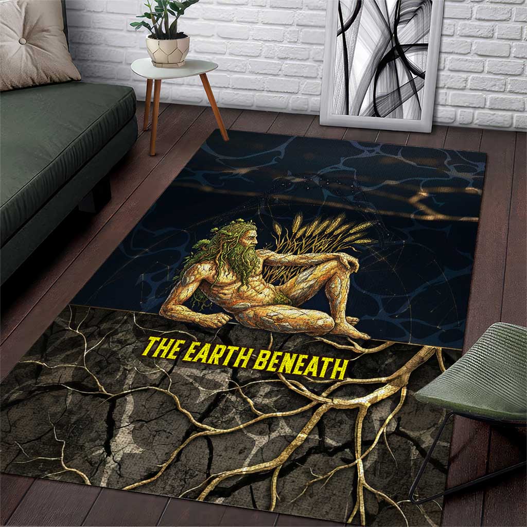 Geb Area Rug Ancient Egyptian Cracked Earth and Wheat Illustration Egyptian Earth God - Wonder Print Shop