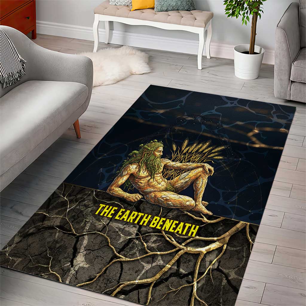 Geb Area Rug Ancient Egyptian Cracked Earth and Wheat Illustration Egyptian Earth God - Wonder Print Shop