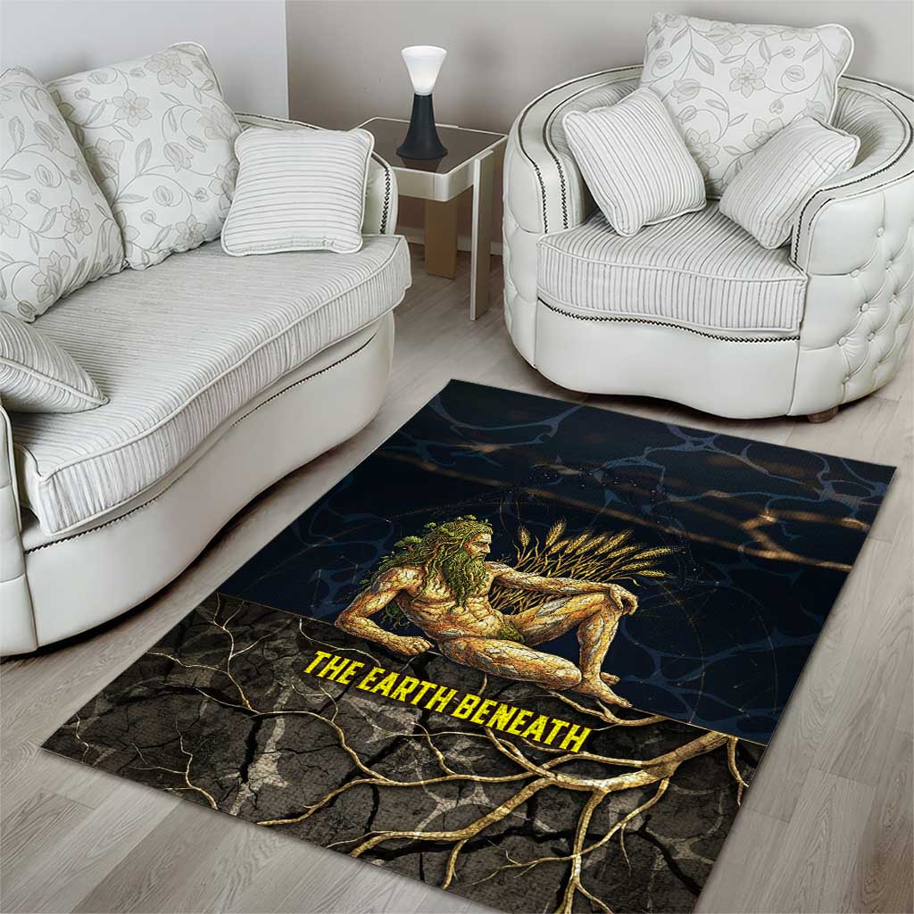 Geb Area Rug Ancient Egyptian Cracked Earth and Wheat Illustration Egyptian Earth God - Wonder Print Shop