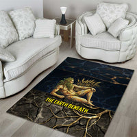 Geb Area Rug Ancient Egyptian Cracked Earth and Wheat Illustration Egyptian Earth God - Wonder Print Shop