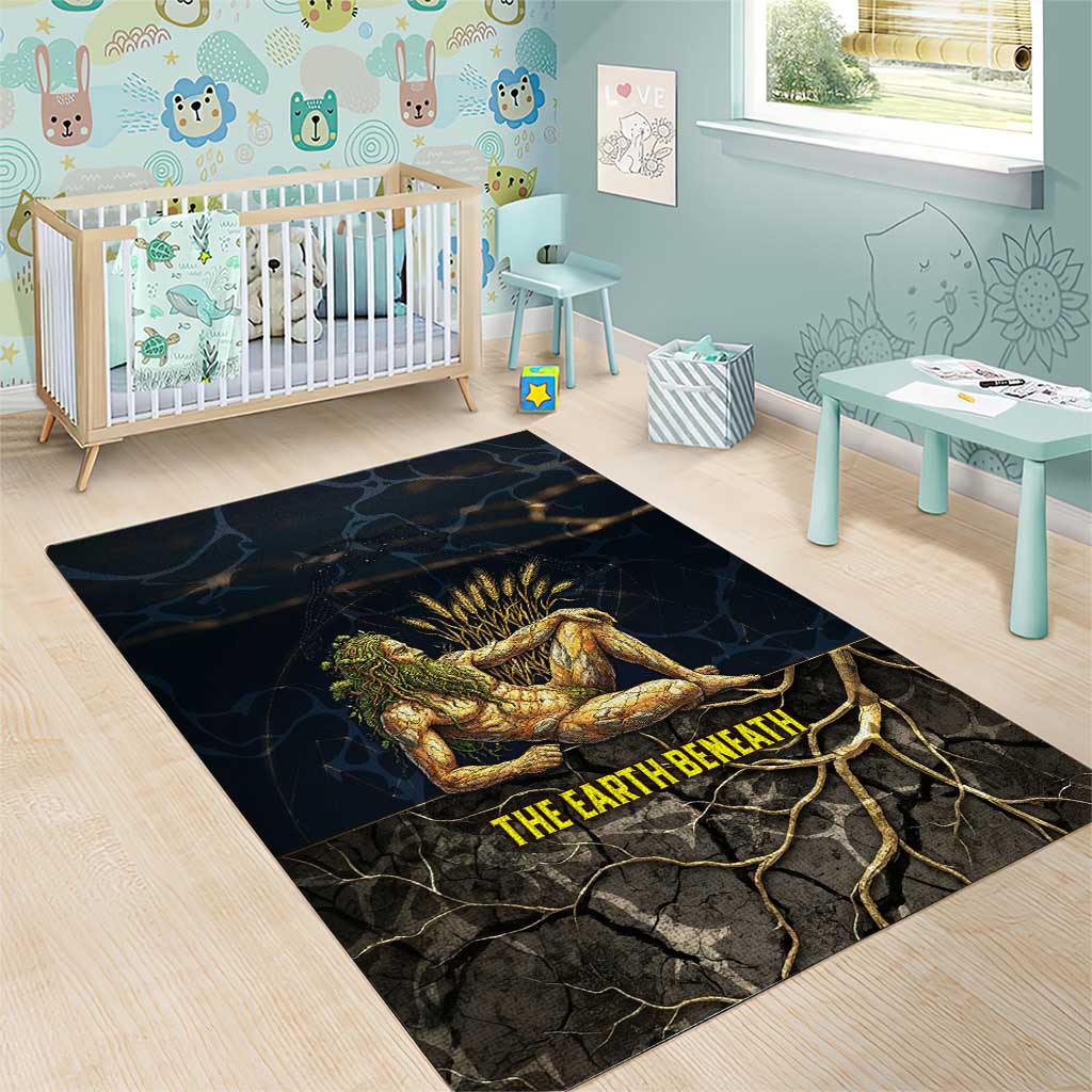 Geb Area Rug Ancient Egyptian Cracked Earth and Wheat Illustration Egyptian Earth God - Wonder Print Shop