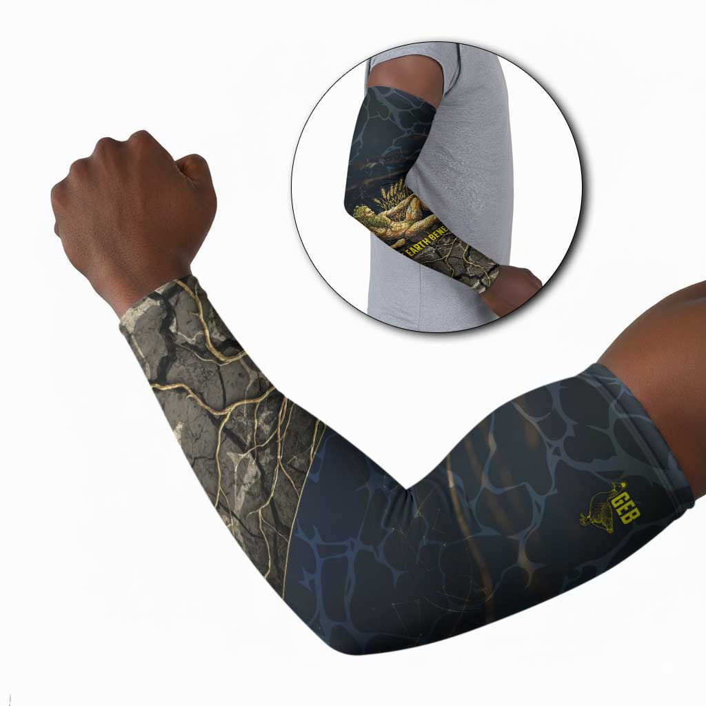 Geb Arm Sleeves Ancient Egyptian Cracked Earth and Wheat Illustration Egyptian Earth God - Wonder Print Shop