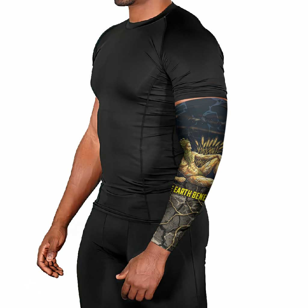 Geb Arm Sleeves Ancient Egyptian Cracked Earth and Wheat Illustration Egyptian Earth God - Wonder Print Shop