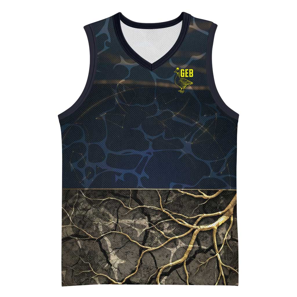 Geb Basketball Jersey Ancient Egyptian Cracked Earth and Wheat Illustration Egyptian Earth God - Wonder Print Shop