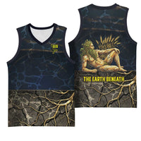 Geb Basketball Jersey Ancient Egyptian Cracked Earth and Wheat Illustration Egyptian Earth God - Wonder Print Shop