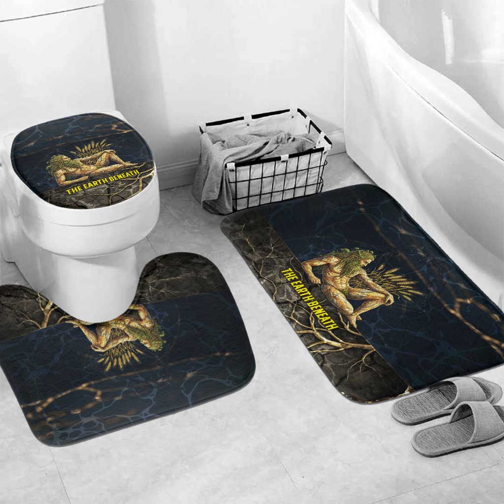 Geb Bathroom Set Ancient Egyptian Cracked Earth and Wheat Illustration Egyptian Earth God - Wonder Print Shop