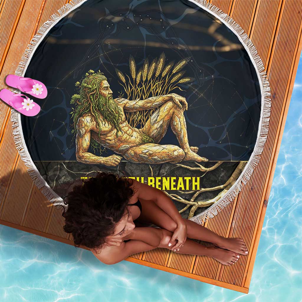 Geb Beach Blanket Ancient Egyptian Cracked Earth and Wheat Illustration Egyptian Earth God - undefined