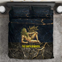 Geb Bedding Set Ancient Egyptian Cracked Earth and Wheat Illustration Egyptian Earth God - Wonder Print Shop
