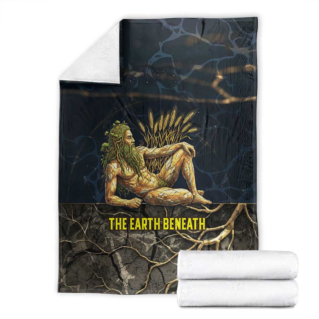 Geb Blanket Ancient Egyptian Cracked Earth and Wheat Illustration Egyptian Earth God - Wonder Print Shop