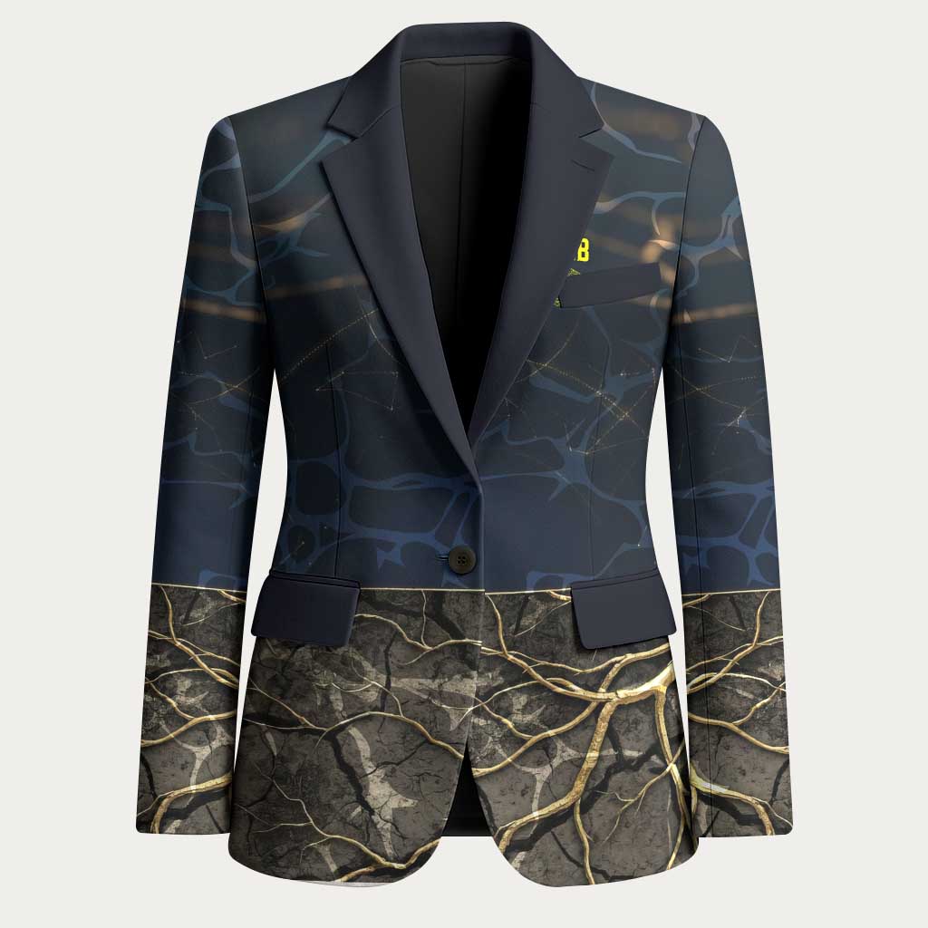 Geb Blazer Ancient Egyptian Cracked Earth and Wheat Illustration Egyptian Earth God - Wonder Print Shop