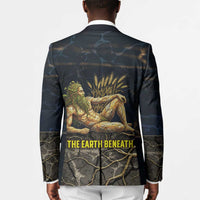 Geb Blazer Ancient Egyptian Cracked Earth and Wheat Illustration Egyptian Earth God - Wonder Print Shop