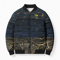 Geb Bomber Puffer Jacket Ancient Egyptian Cracked Earth and Wheat Illustration Egyptian Earth God - Wonder Print Shop