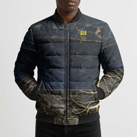 Geb Bomber Puffer Jacket Ancient Egyptian Cracked Earth and Wheat Illustration Egyptian Earth God - Wonder Print Shop