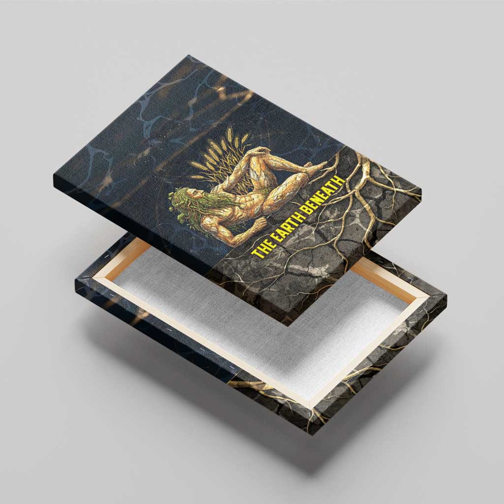 Geb Canvas Wall Art Ancient Egyptian Cracked Earth and Wheat Illustration Egyptian Earth God - Wonder Print Shop