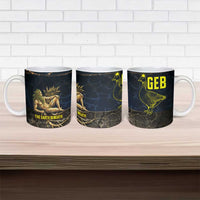 Geb Ceramic Mug Ancient Egyptian Cracked Earth and Wheat Illustration Egyptian Earth God - Wonder Print Shop