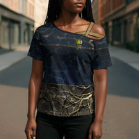 Geb Cross Shoulder Shirt Ancient Egyptian Cracked Earth and Wheat Illustration Egyptian Earth God - Wonder Print Shop