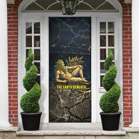 Geb Door Cover Ancient Egyptian Cracked Earth and Wheat Illustration Egyptian Earth God - Wonder Print Shop