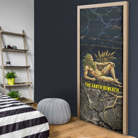 Geb Door Cover Ancient Egyptian Cracked Earth and Wheat Illustration Egyptian Earth God - Wonder Print Shop
