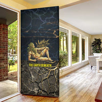 Geb Door Cover Ancient Egyptian Cracked Earth and Wheat Illustration Egyptian Earth God - Wonder Print Shop