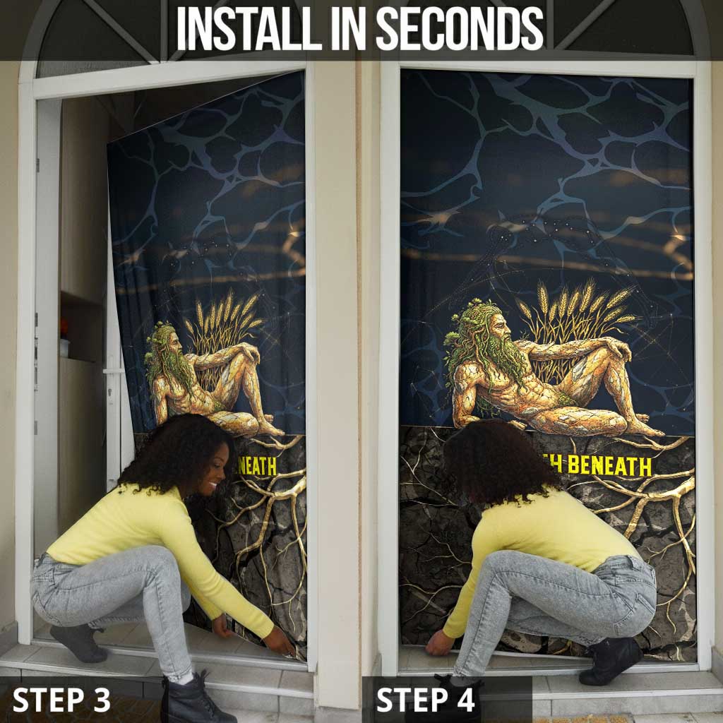 Geb Door Cover Ancient Egyptian Cracked Earth and Wheat Illustration Egyptian Earth God - Wonder Print Shop