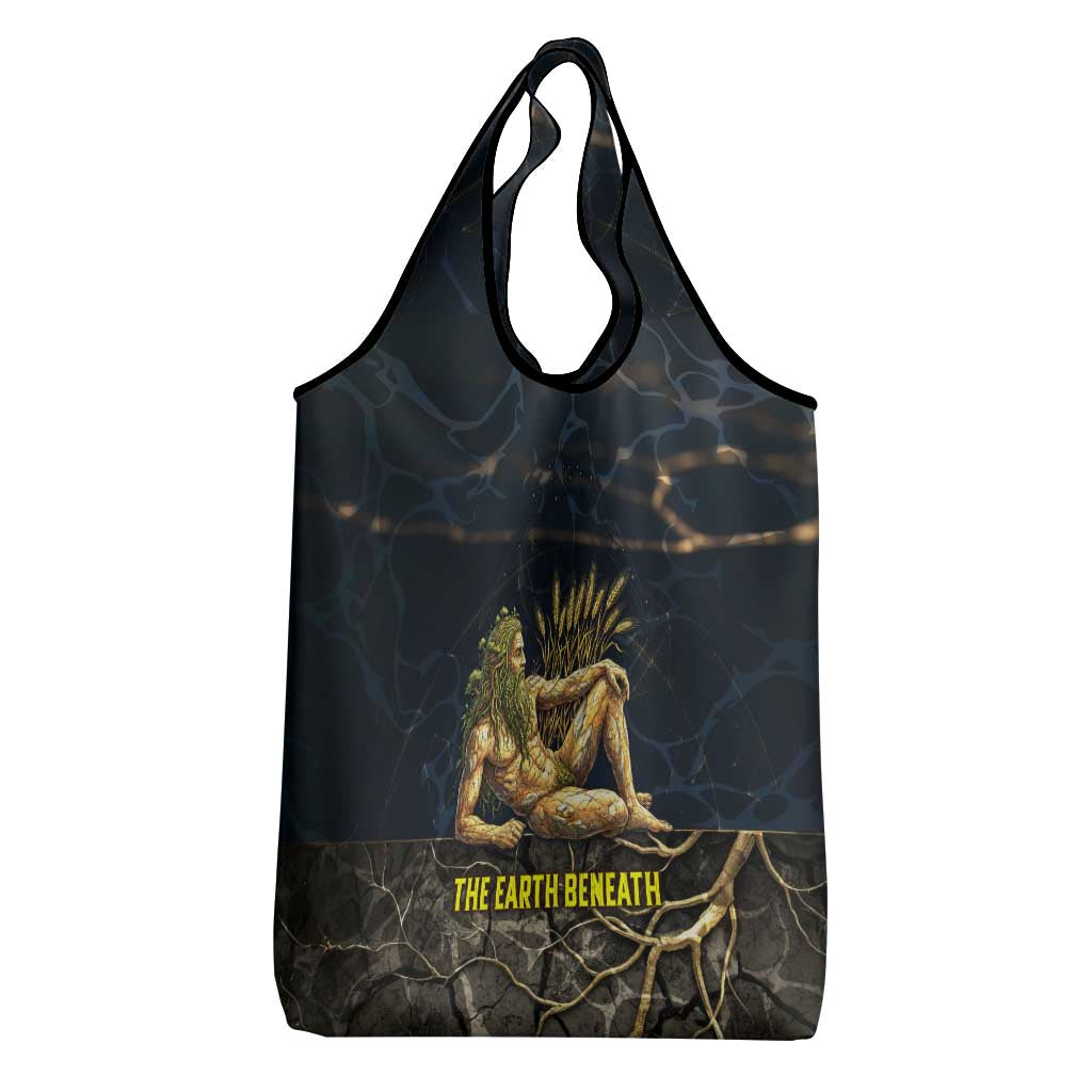 Geb Grocery Bag Ancient Egyptian Cracked Earth and Wheat Illustration Egyptian Earth God - Wonder Print Shop