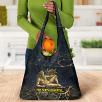 Geb Grocery Bag Ancient Egyptian Cracked Earth and Wheat Illustration Egyptian Earth God - Wonder Print Shop