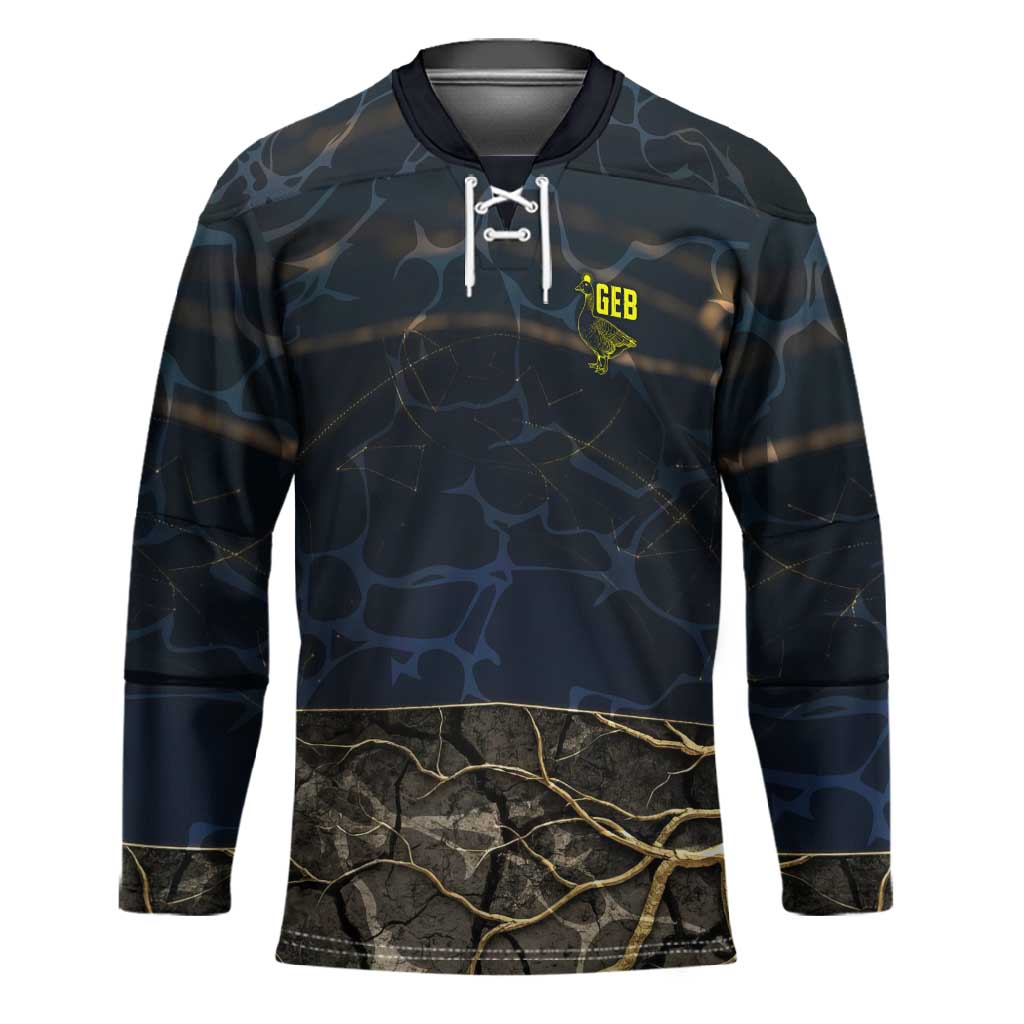 Geb Hockey Jersey Ancient Egyptian Cracked Earth and Wheat Illustration Egyptian Earth God - Wonder Print Shop