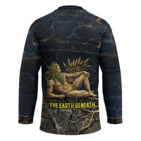 Geb Hockey Jersey Ancient Egyptian Cracked Earth and Wheat Illustration Egyptian Earth God - Wonder Print Shop