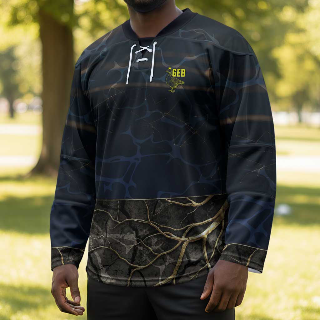 Geb Hockey Jersey Ancient Egyptian Cracked Earth and Wheat Illustration Egyptian Earth God - Wonder Print Shop