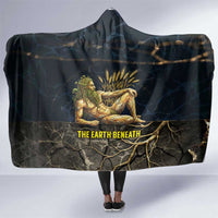 Geb Hooded Blanket Ancient Egyptian Cracked Earth and Wheat Illustration Egyptian Earth God - Wonder Print Shop