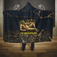 Geb Hooded Blanket Ancient Egyptian Cracked Earth and Wheat Illustration Egyptian Earth God - Wonder Print Shop