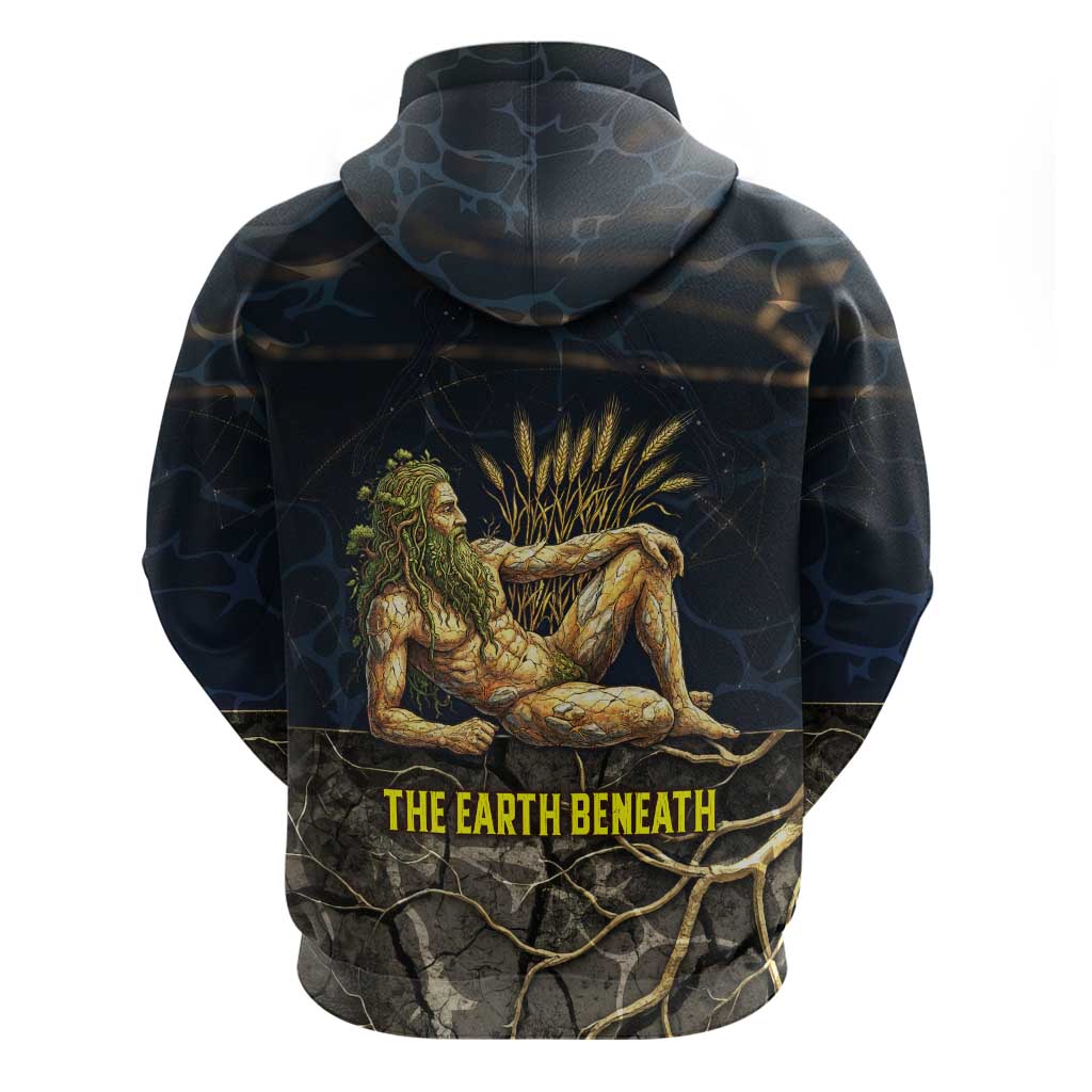 Geb Hoodie Ancient Egyptian Cracked Earth and Wheat Illustration Egyptian Earth God - Wonder Print Shop