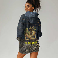 Geb Hoodie Dress Ancient Egyptian Cracked Earth and Wheat Illustration Egyptian Earth God - Wonder Print Shop