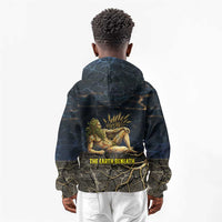 Geb Kid Hoodie Ancient Egyptian Cracked Earth and Wheat Illustration Egyptian Earth God - Wonder Print Shop