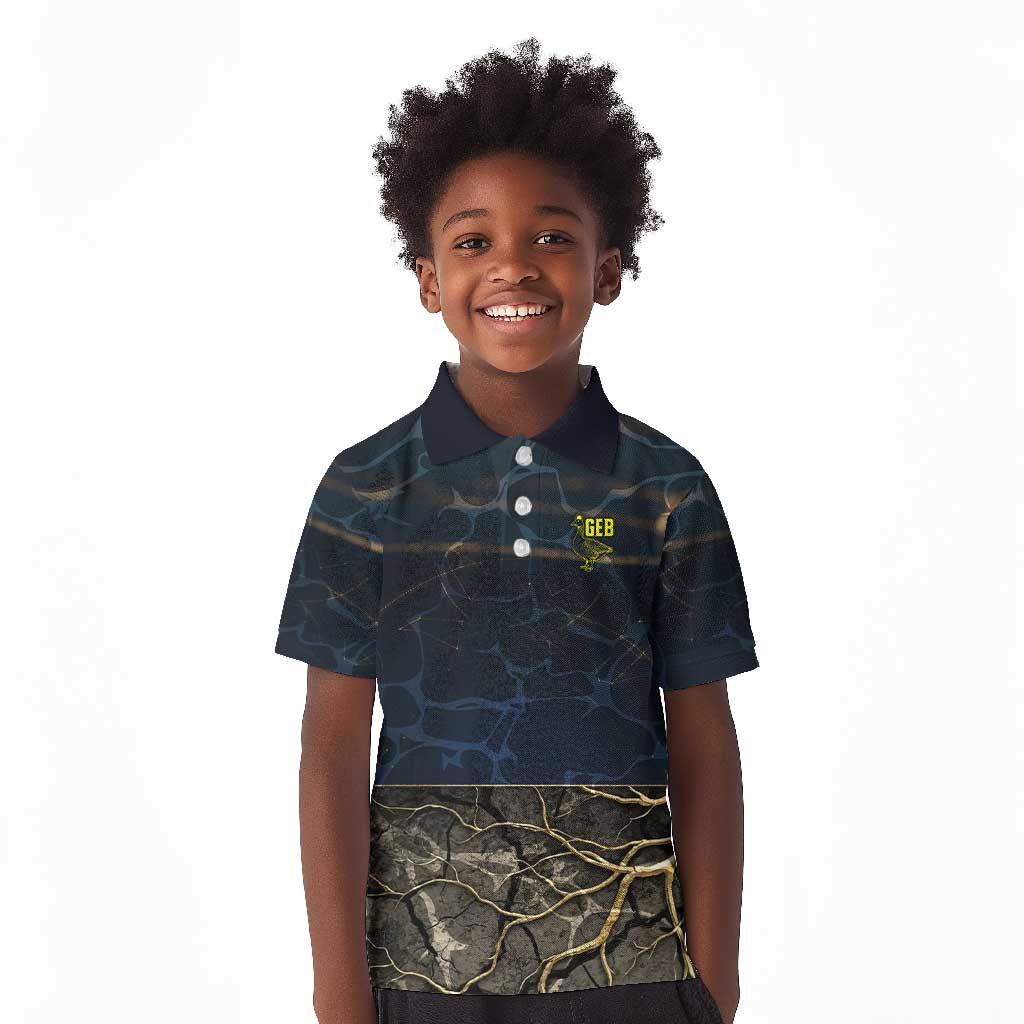 Geb Kid Polo Shirt Ancient Egyptian Cracked Earth and Wheat Illustration Egyptian Earth God - Wonder Print Shop