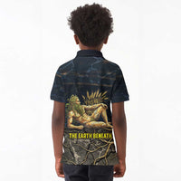 Geb Kid Polo Shirt Ancient Egyptian Cracked Earth and Wheat Illustration Egyptian Earth God - Wonder Print Shop