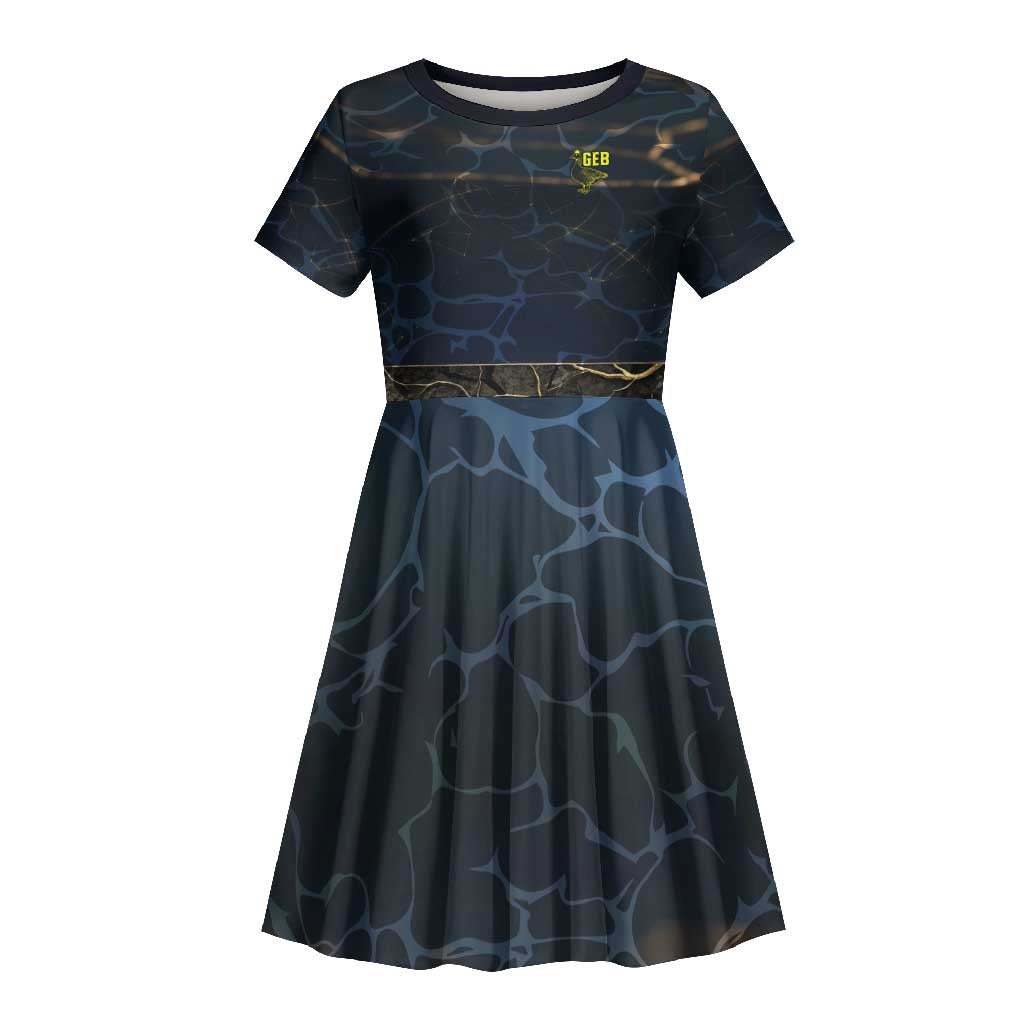Geb Kid Short Sleeve Dress Ancient Egyptian Cracked Earth and Wheat Illustration Egyptian Earth God - Wonder Print Shop
