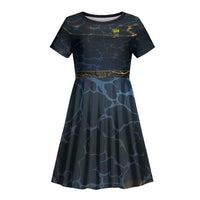 Geb Kid Short Sleeve Dress Ancient Egyptian Cracked Earth and Wheat Illustration Egyptian Earth God - Wonder Print Shop