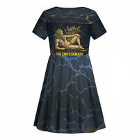 Geb Kid Short Sleeve Dress Ancient Egyptian Cracked Earth and Wheat Illustration Egyptian Earth God - Wonder Print Shop