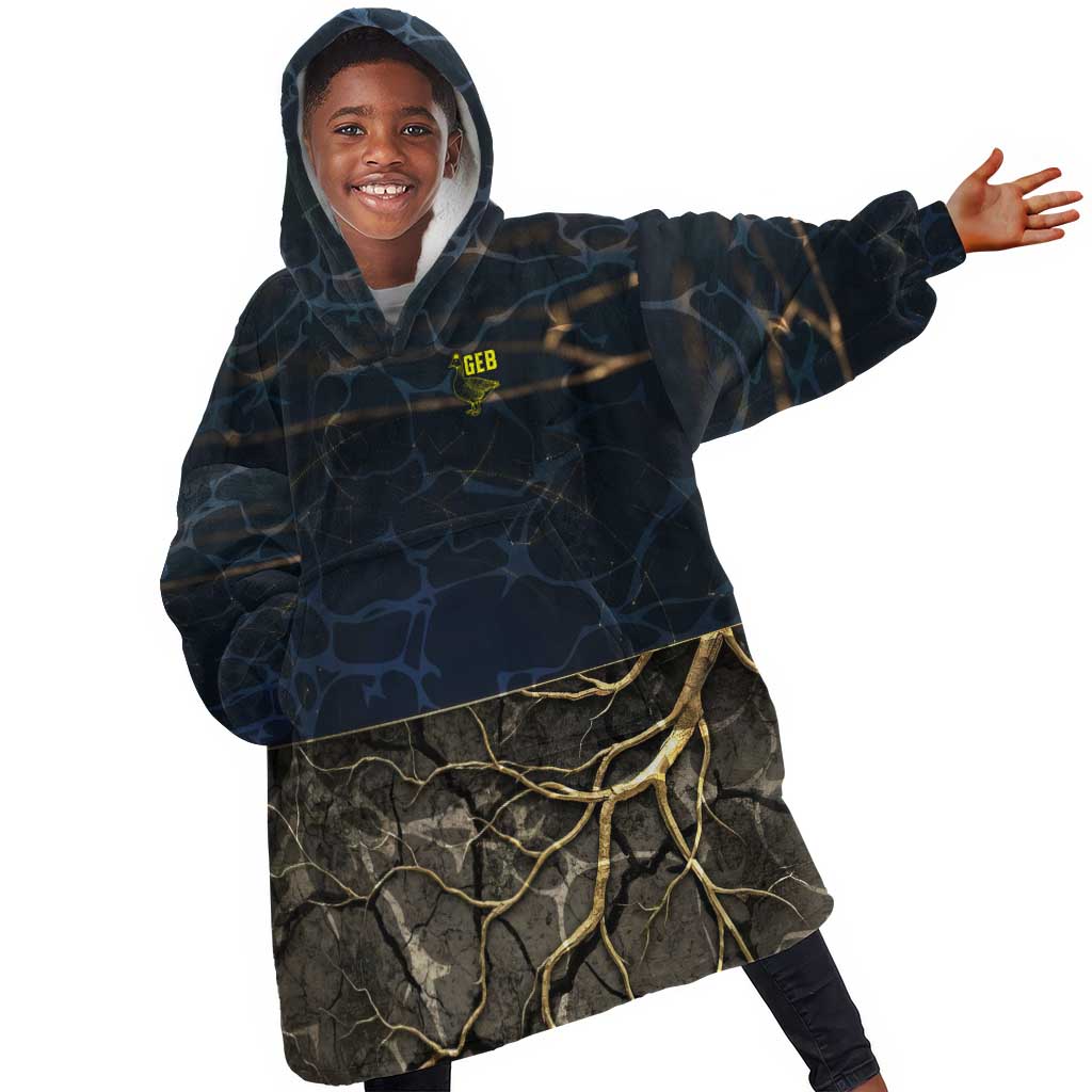 Geb Kid Wearable Blanket Hoodie Ancient Egyptian Cracked Earth and Wheat Illustration Egyptian Earth God - Wonder Print Shop