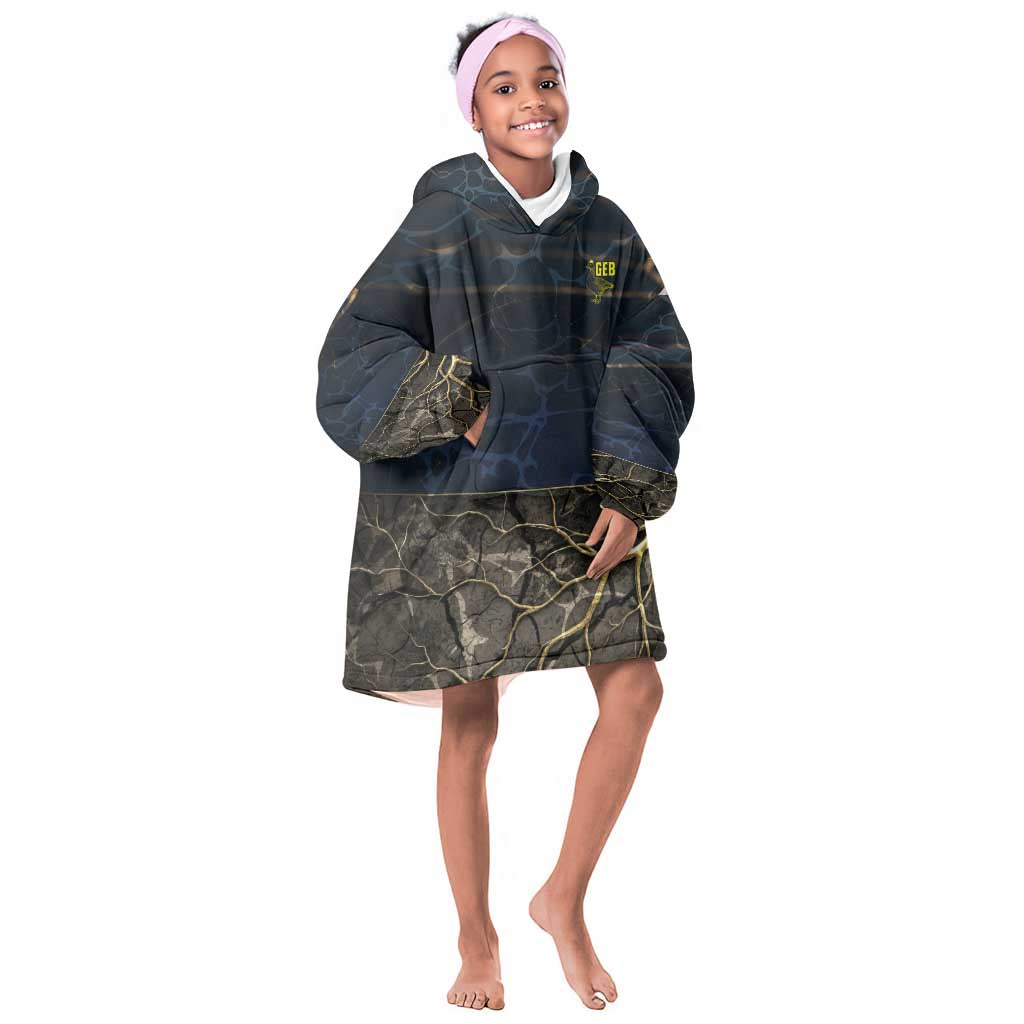 Geb Kid Wearable Blanket Hoodie Ancient Egyptian Cracked Earth and Wheat Illustration Egyptian Earth God - Wonder Print Shop