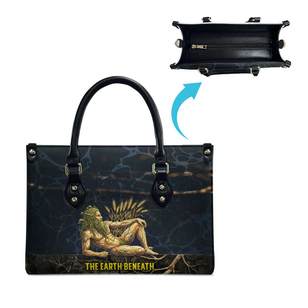 Geb Leather Bag Ancient Egyptian Cracked Earth and Wheat Illustration Egyptian Earth God - Wonder Print Shop