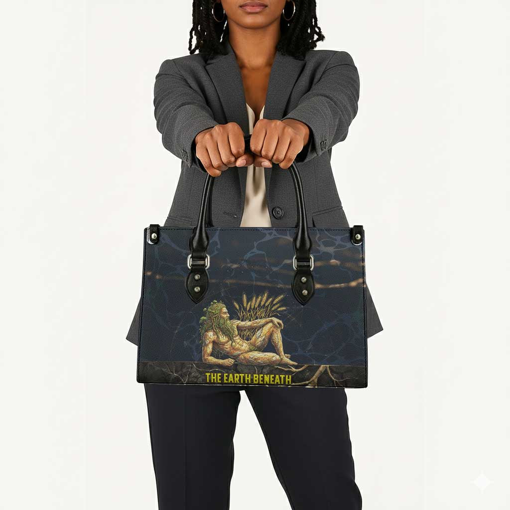 Geb Leather Bag Ancient Egyptian Cracked Earth and Wheat Illustration Egyptian Earth God - Wonder Print Shop