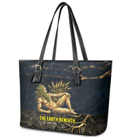 Geb Leather Tote Bag Ancient Egyptian Cracked Earth and Wheat Illustration Egyptian Earth God - Wonder Print Shop