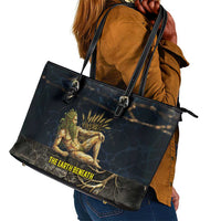 Geb Leather Tote Bag Ancient Egyptian Cracked Earth and Wheat Illustration Egyptian Earth God - Wonder Print Shop