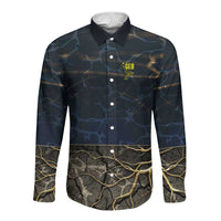 Geb Long Sleeve Button Shirt Ancient Egyptian Cracked Earth and Wheat Illustration Egyptian Earth God - Wonder Print Shop