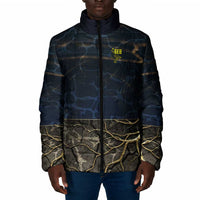 Geb Padded Jacket Ancient Egyptian Cracked Earth and Wheat Illustration Egyptian Earth God - Wonder Print Shop
