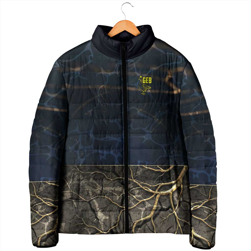 Geb Padded Jacket Ancient Egyptian Cracked Earth and Wheat Illustration Egyptian Earth God - Wonder Print Shop