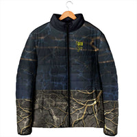 Geb Padded Jacket Ancient Egyptian Cracked Earth and Wheat Illustration Egyptian Earth God - Wonder Print Shop